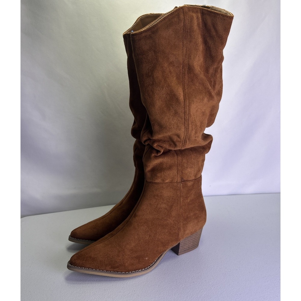 Shoe'N‎ Tale Women's Suede Slouchy Knee High Boots Brown Size US 7.5 EU 38